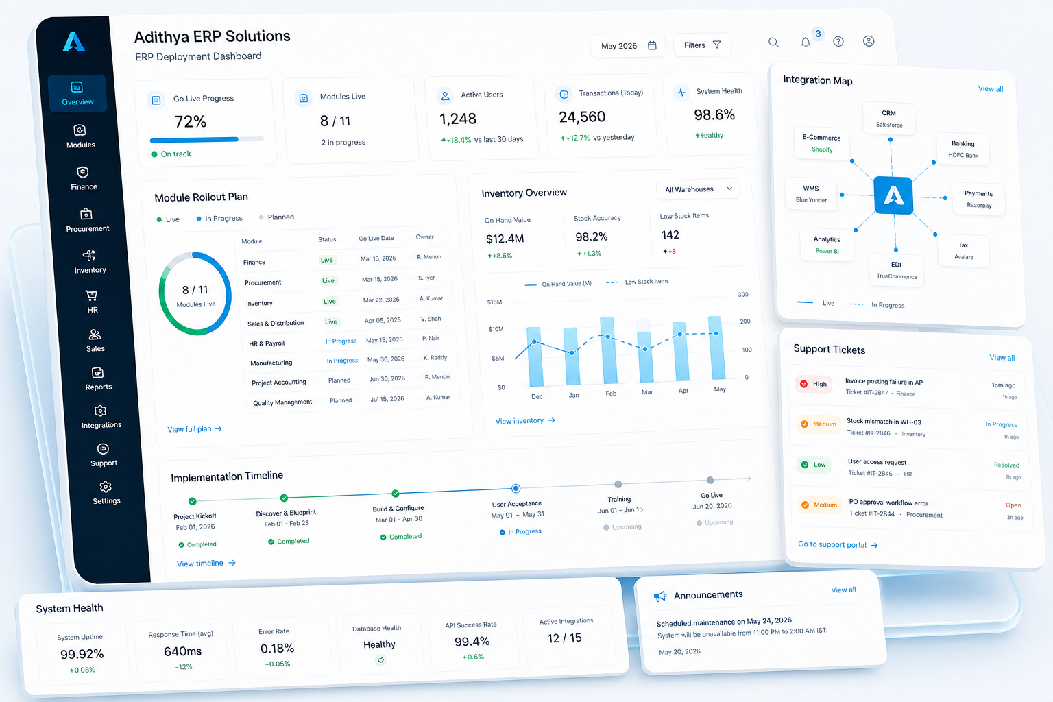 Adithya ERP product interface